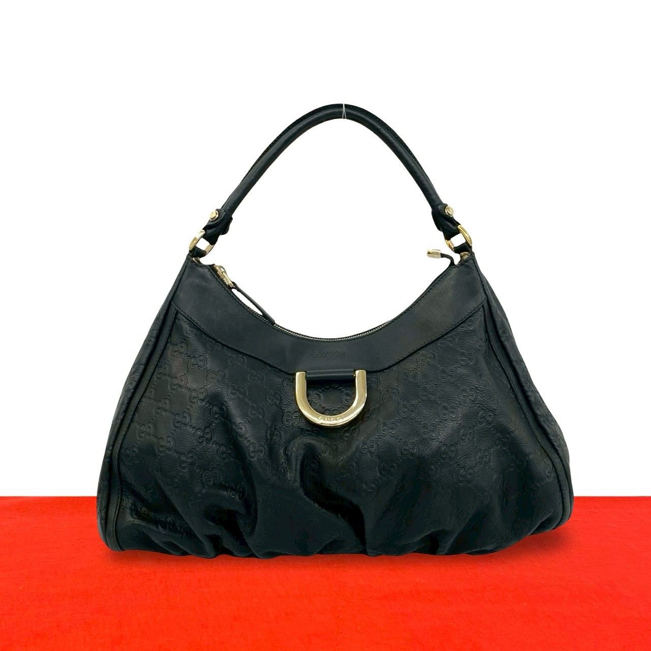 Gucci Abbey Guccissima Leather Boston Bag Semi Black