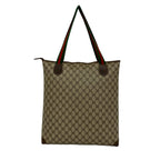 Gucci Vintage Sherry Line GG Logo Leather Tote Brown — view 3