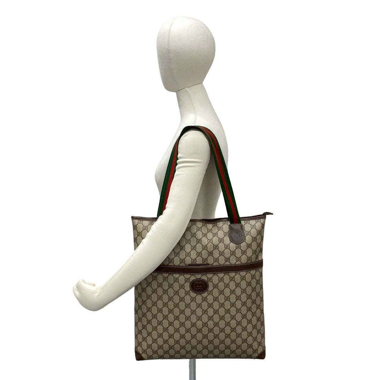 Gucci Vintage Sherry Line GG Logo Leather Tote Brown — view 2