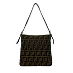 Fendi Vintage Zucca FF Pattern Canvas Leather Shoulder Bag Brown Black — view 3