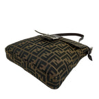 Fendi Vintage Zucca FF Pattern Canvas Leather Shoulder Bag Brown Black — view 7