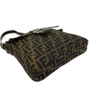 Fendi Vintage Zucca FF Pattern Canvas Leather Shoulder Bag Brown Black — view 8