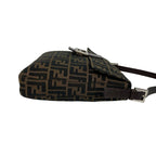 Fendi Vintage Zucca FF Pattern Canvas Leather Shoulder Bag Brown Black — view 6