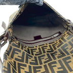 Fendi Vintage Zucca FF Pattern Canvas Leather Shoulder Bag Brown Black — view 9
