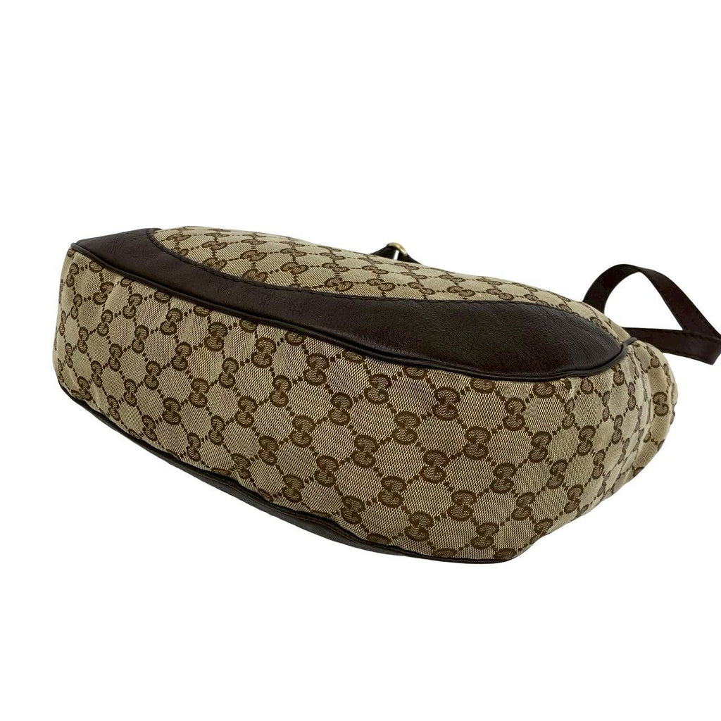 Gucci Shallot Logo GG Canvas Leather Shoulder Bag Crossbody Beige Brown — view 8