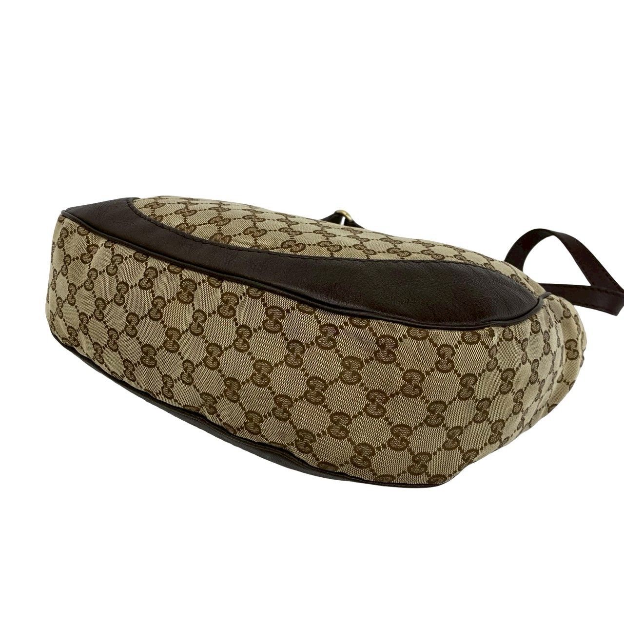 Gucci Shallot Logo GG Canvas Leather Shoulder Bag Crossbody Beige Brown — view 8