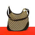 Gucci Shallot Logo GG Canvas Leather Shoulder Bag Crossbody Beige Brown