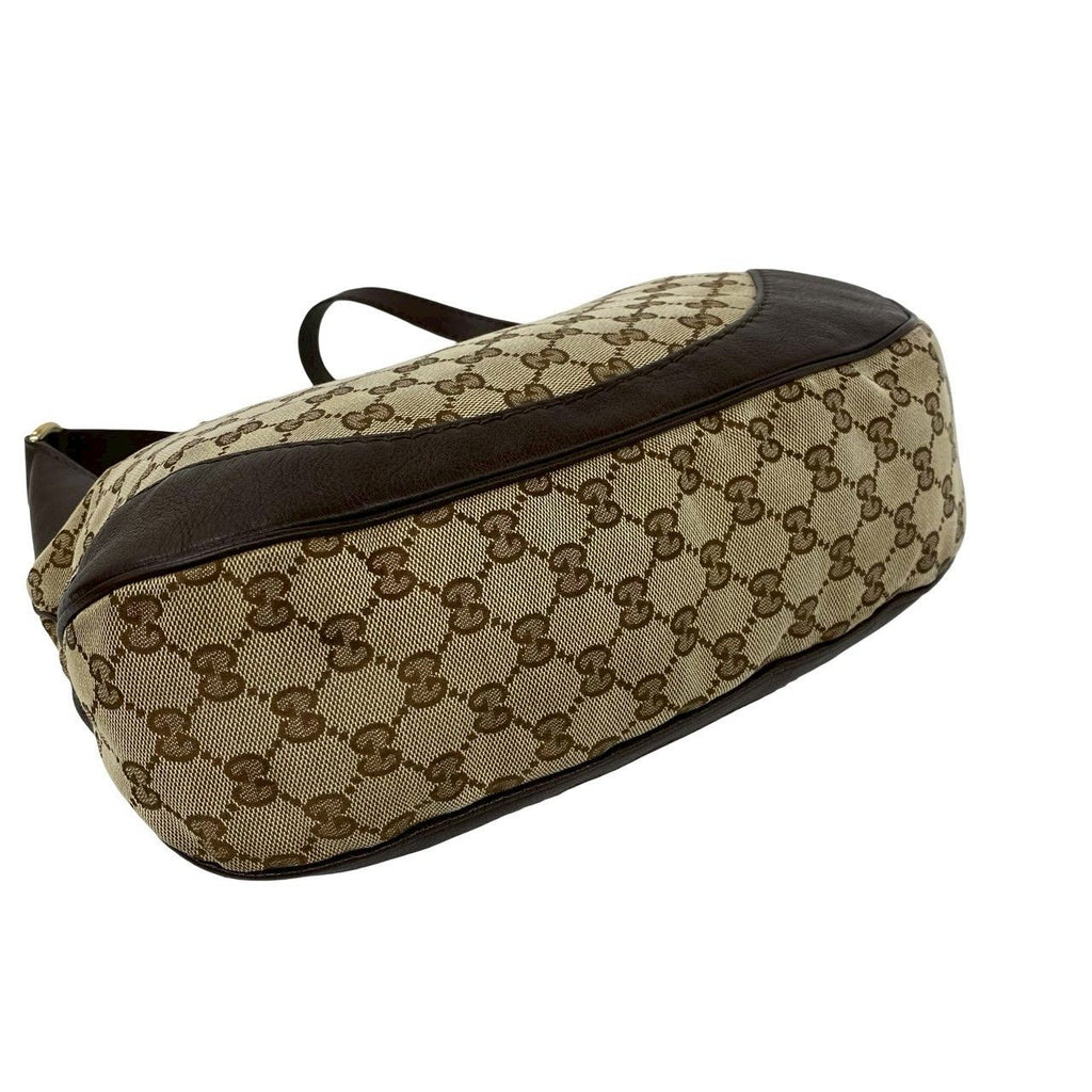 Gucci Shallot Logo GG Canvas Leather Shoulder Bag Crossbody Beige Brown — view 7