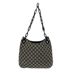 Gucci Vintage GG Canvas Pattern Leather Chain Shoulder Bag Black — view 3