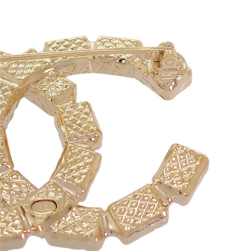 Chanel CC Logo Brooch Metal Crystal Gold — view 9