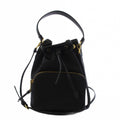 Prada Logo Jacquard Bucket Bag Drawstring 2-Way Canvas Black