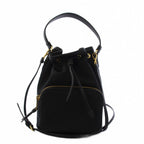 Prada Logo Jacquard Bucket Bag Drawstring 2-Way Canvas Black