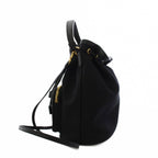 Prada Logo Jacquard Bucket Bag Drawstring 2-Way Canvas Black — view 2