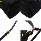 Prada Logo Jacquard Bucket Bag Drawstring 2-Way Canvas Black — view 8