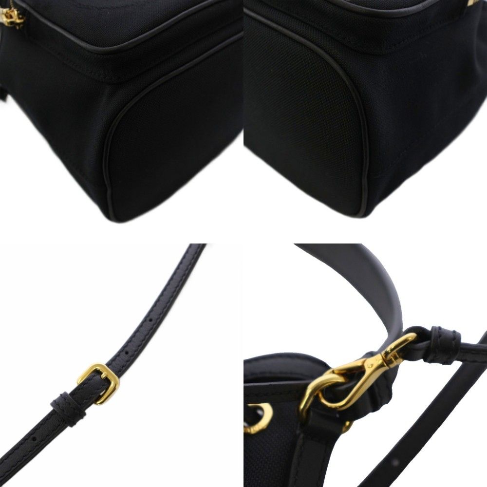 Prada Logo Jacquard Bucket Bag Drawstring 2-Way Canvas Black — view 8
