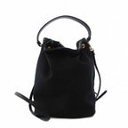 Prada Logo Jacquard Bucket Bag Drawstring 2-Way Canvas Black — view 3