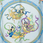 Hermes Carre 90 Nikko Toshogu Scarf Large Blue Silk — view 2