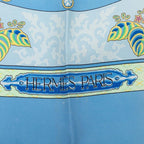 Hermes Carre 90 Nikko Toshogu Scarf Large Blue Silk — view 3