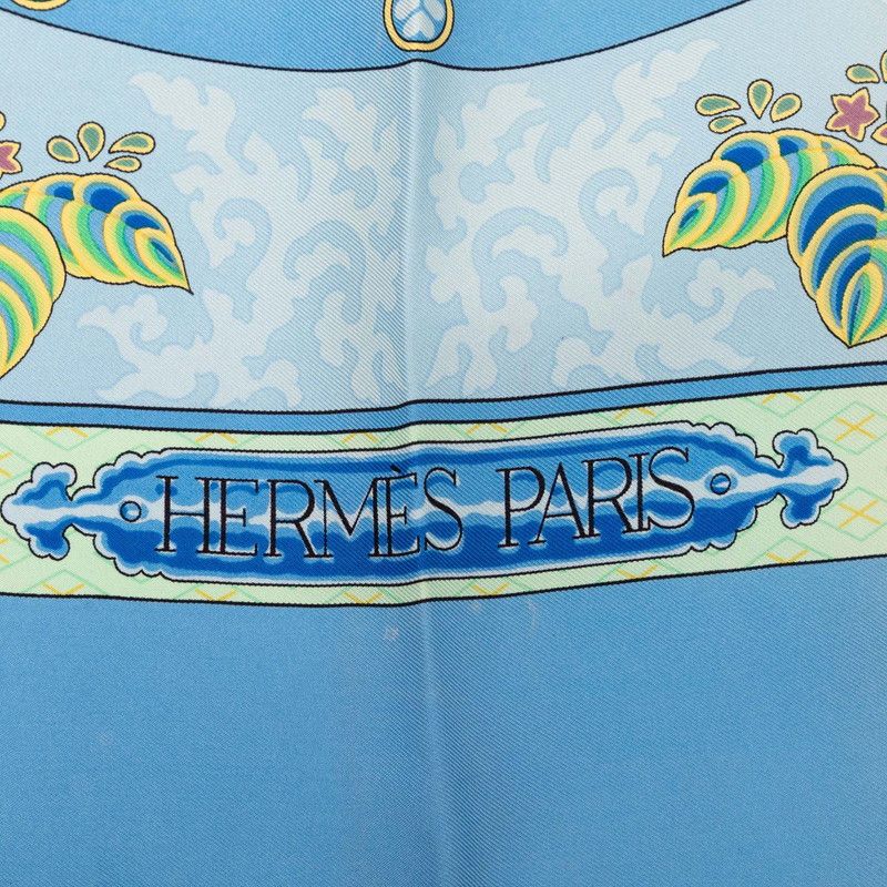 Hermes Carre 90 Nikko Toshogu Scarf Large Blue Silk — view 3