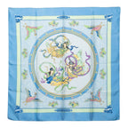 Hermes Carre 90 Nikko Toshogu Scarf Large Blue Silk