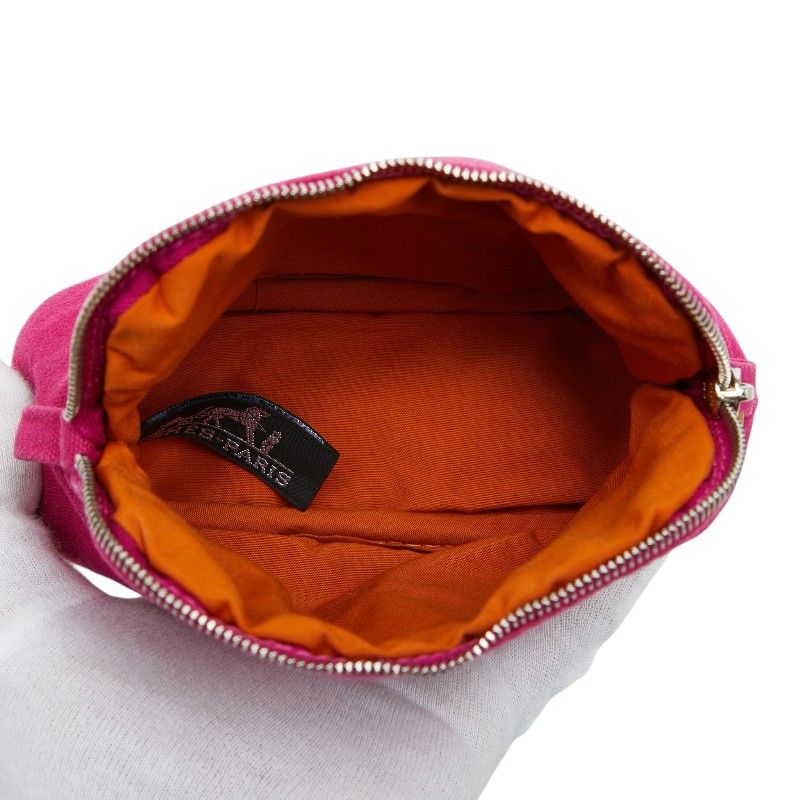 Hermes Logo Bolide Pouch TPM Mini Cosmetic Pink Cotton Canvas — view 6