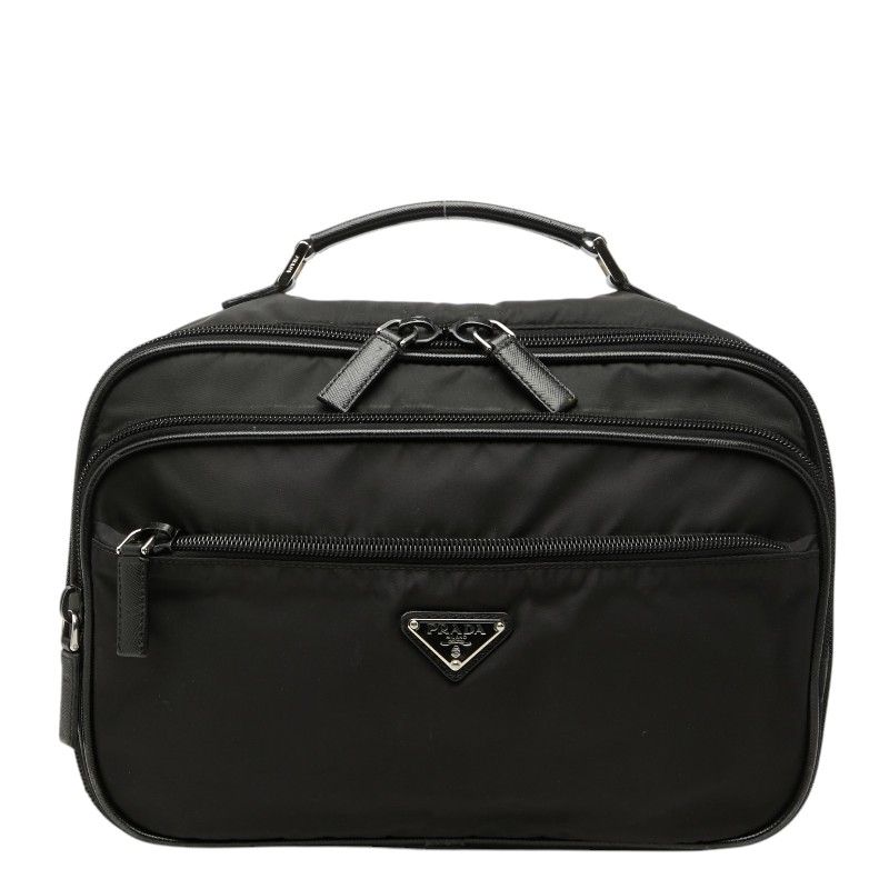 Prada Vanity Bag Carry on Bag Cosmetic Bag Black Nylon