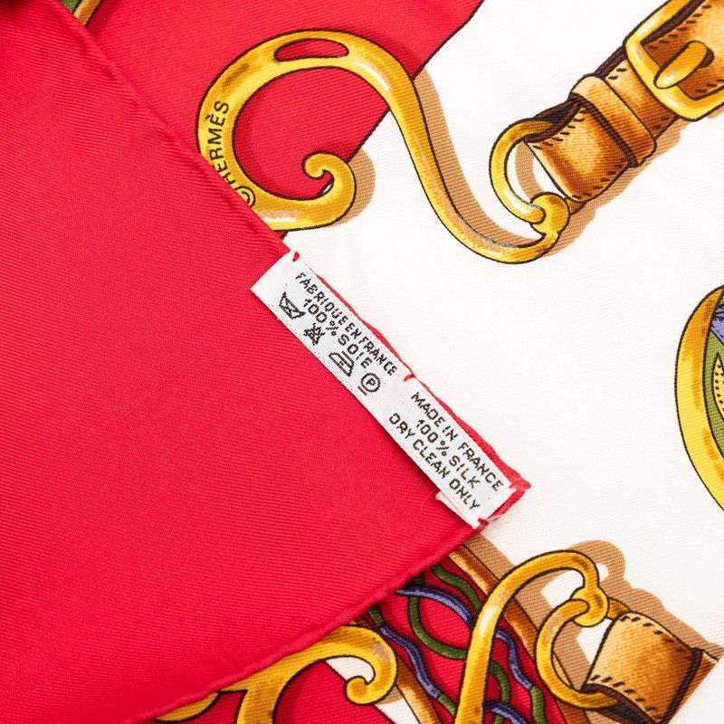 Hermes Carre 90 Festival Scarf Large Format Red Multicolor Silk — view 8