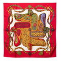 Hermes Carre 90 Festival Scarf Large Format Red Multicolor Silk