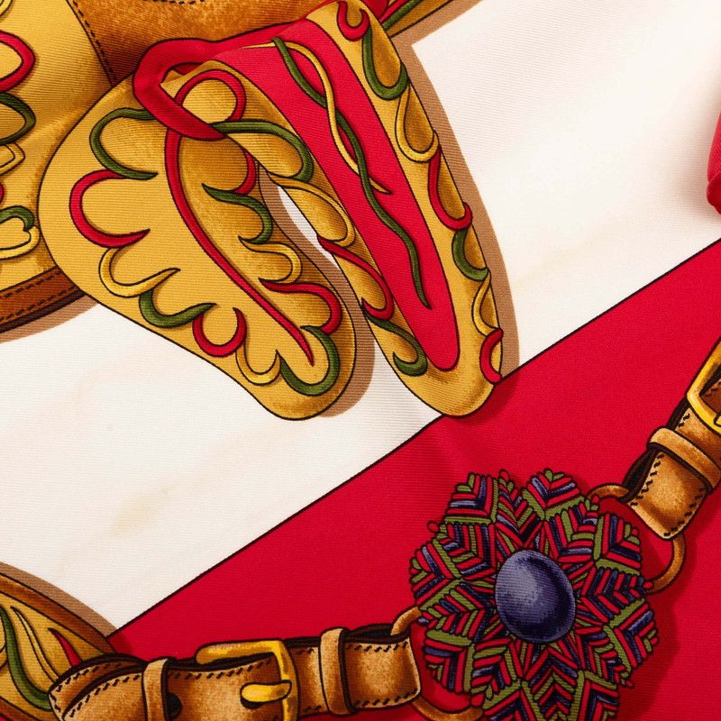 Hermes Carre 90 Festival Scarf Large Format Red Multicolor Silk — view 5