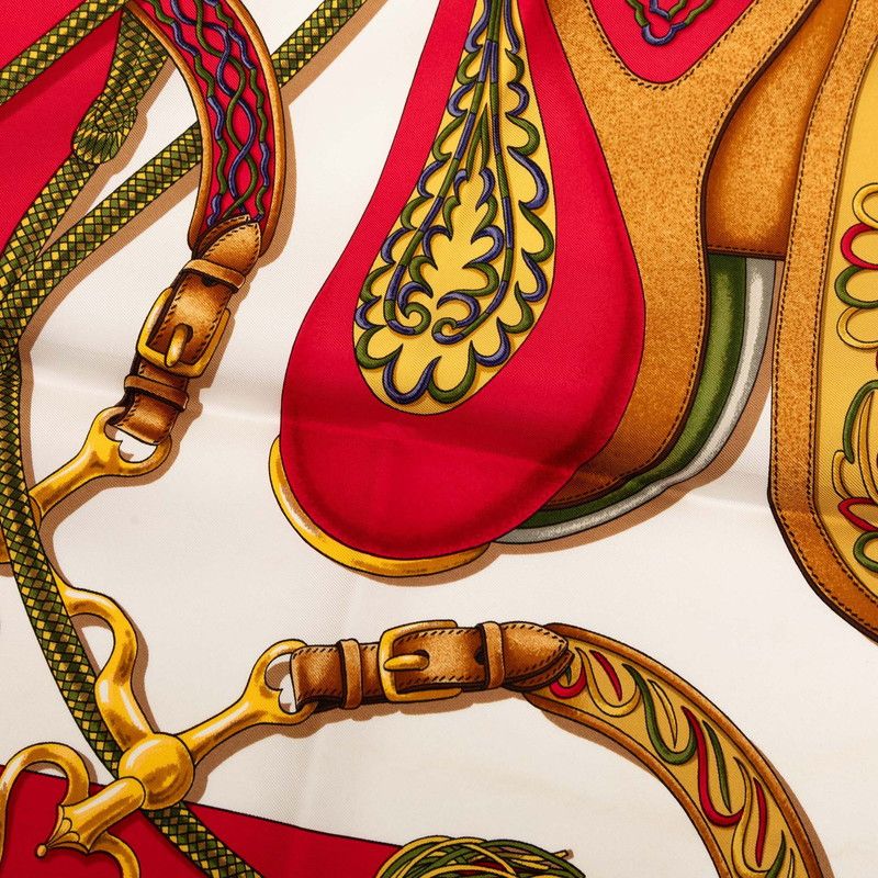 Hermes Carre 90 Festival Scarf Large Format Red Multicolor Silk — view 6