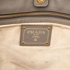 Prada Logo Tote Shoulder Bag 2-Way Gray Leather — view 5