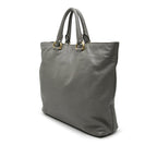 Prada Logo Tote Shoulder Bag 2-Way Gray Leather — view 2