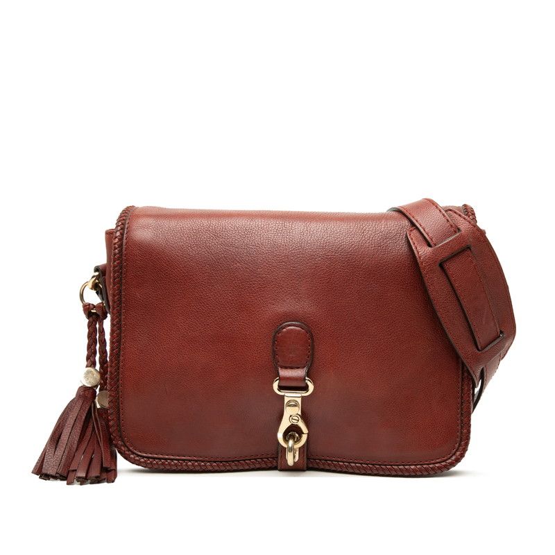 Gucci Marrakech Shoulder Bag Brown Bordeaux Leather
