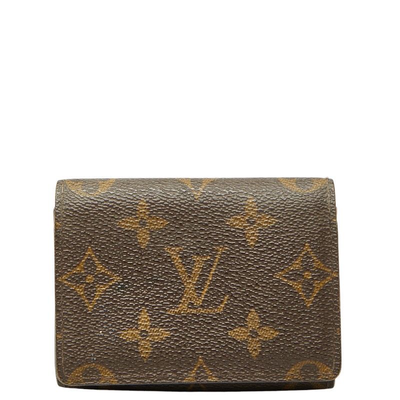 Louis Vuitton Monogram Business Card Holder Case Brown Leather