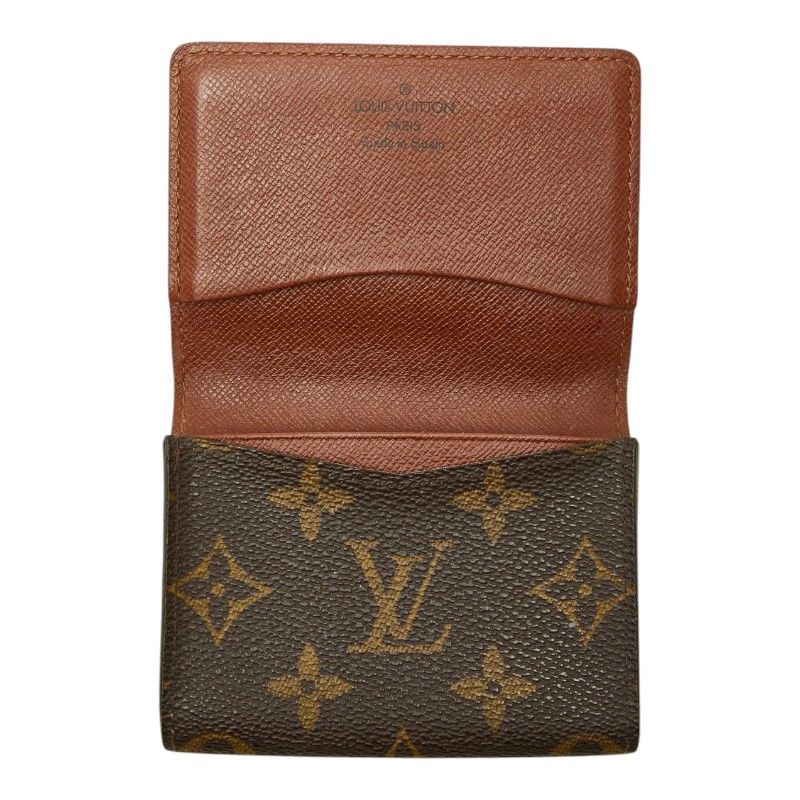 Louis Vuitton Monogram Business Card Holder Case Brown Leather — view 7