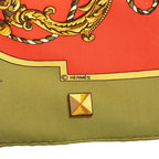 Hermes Carre 90 le Cles Key Pattern Scarf Large Green Red Silk — view 5