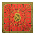 Hermes Carre 90 le Cles Key Pattern Scarf Large Green Red Silk