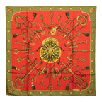 Hermes Carre 90 le Cles Key Pattern Scarf Large Green Red Silk