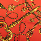 Hermes Carre 90 le Cles Key Pattern Scarf Large Green Red Silk — view 3