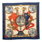 Hermes Carre 90 Napoleon Scarf Blue Red White Silk
