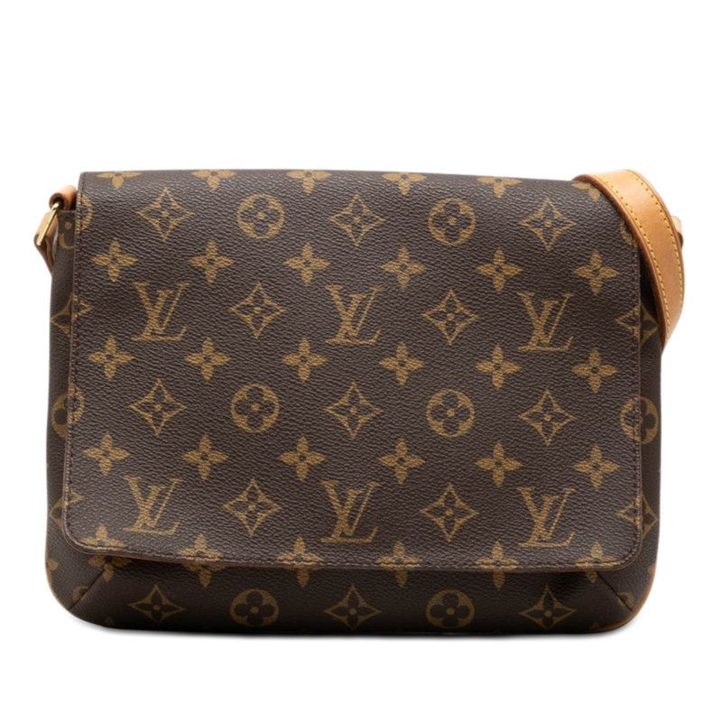 Louis Vuitton Monogram Musette Tango Short Shoulder Bag Brown Leather