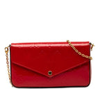 Louis Vuitton Monogram Vernis Pochette Felicie Chain Shoulder Bag Cerise