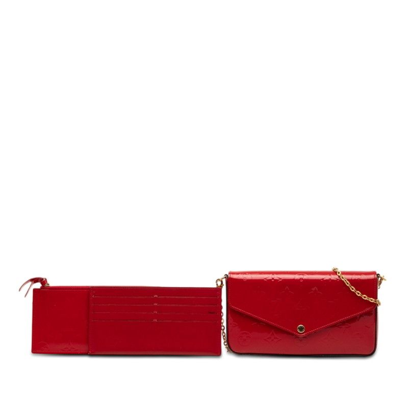 Louis Vuitton Monogram Vernis Pochette Felicie Chain Shoulder Bag Cerise — view 7