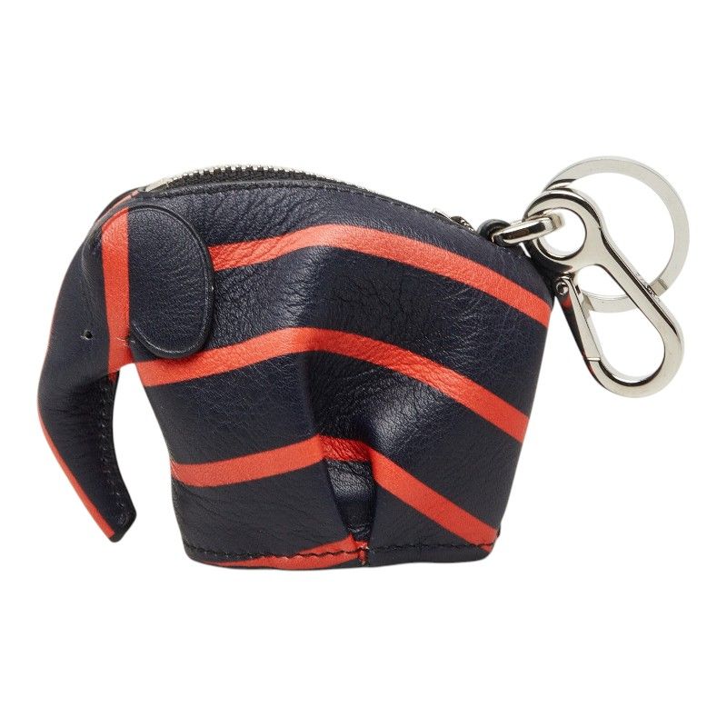 Loewe Elephant Coin Case Bag Charm Navy Red Leather — view 4