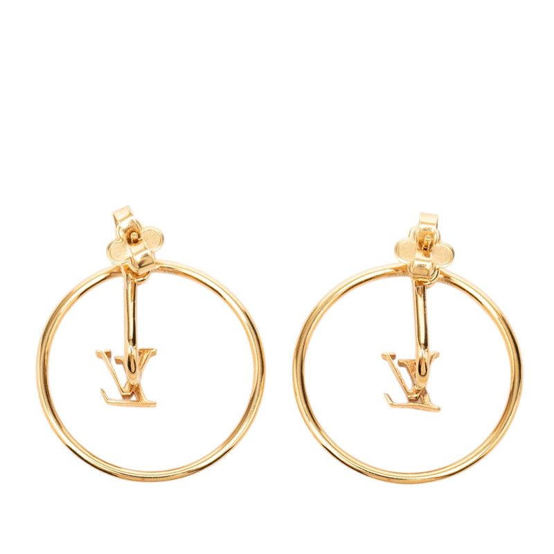 Louis Vuitton Book le Doreille LV Eclipse Hoop Earrings Gold Plated — view 2