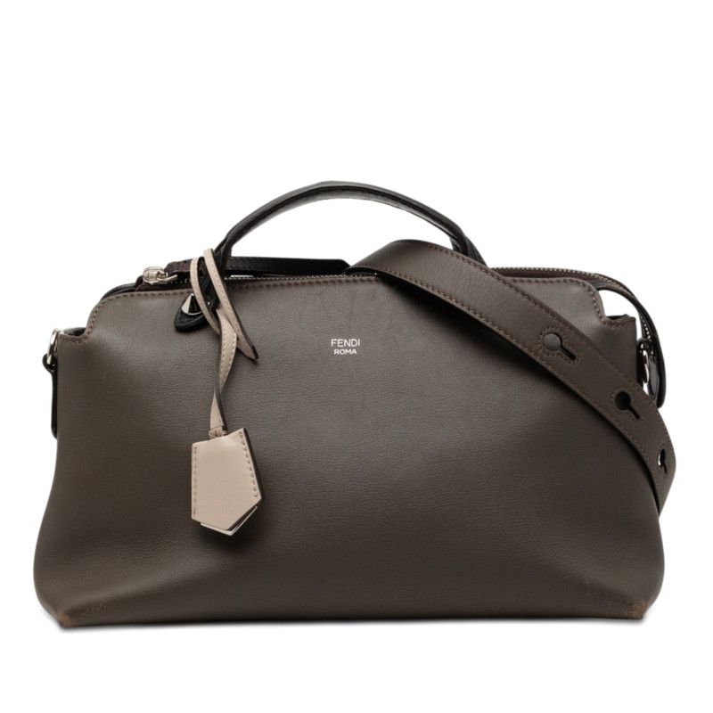Fendi by the Way 2-Way Shoulder Bag Gray Black Leather
