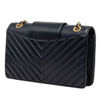 Chanel Chez Blanc Stitch CC Logo Chain Shoulder Bag Navy Gold Leather — view 2