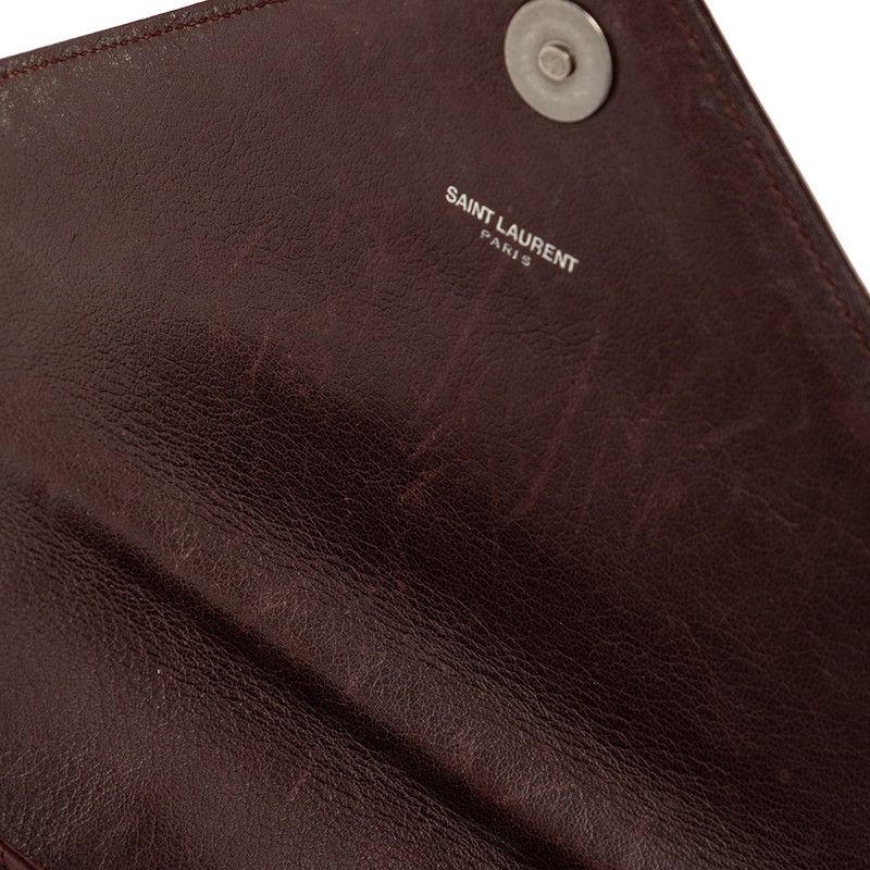 Saint Laurent Carre YSL Logo Chain Shoulder Bag 2-Way Dark Brown Leather — view 4
