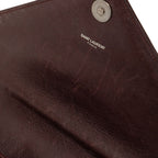 Saint Laurent Carre YSL Logo Chain Shoulder Bag 2-Way Dark Brown Leather — view 4
