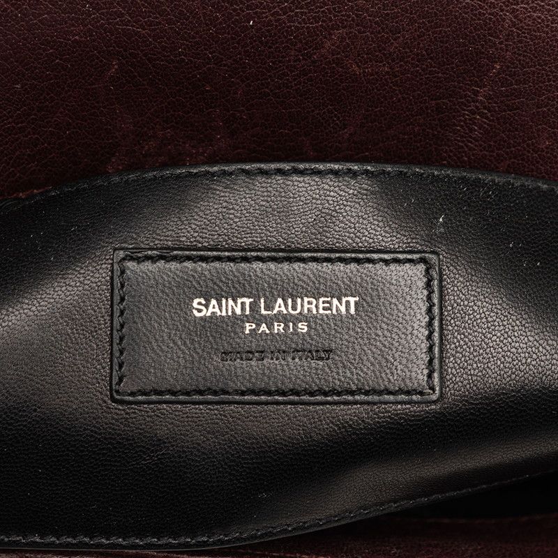 Saint Laurent Carre YSL Logo Chain Shoulder Bag 2-Way Dark Brown Leather — view 7